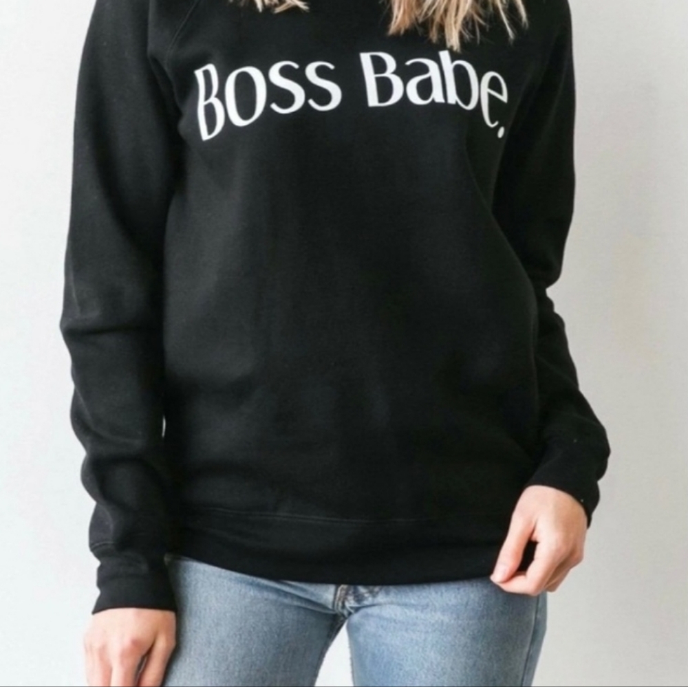 Brunette The Label Black 'Boss Babe' Sweatshirt